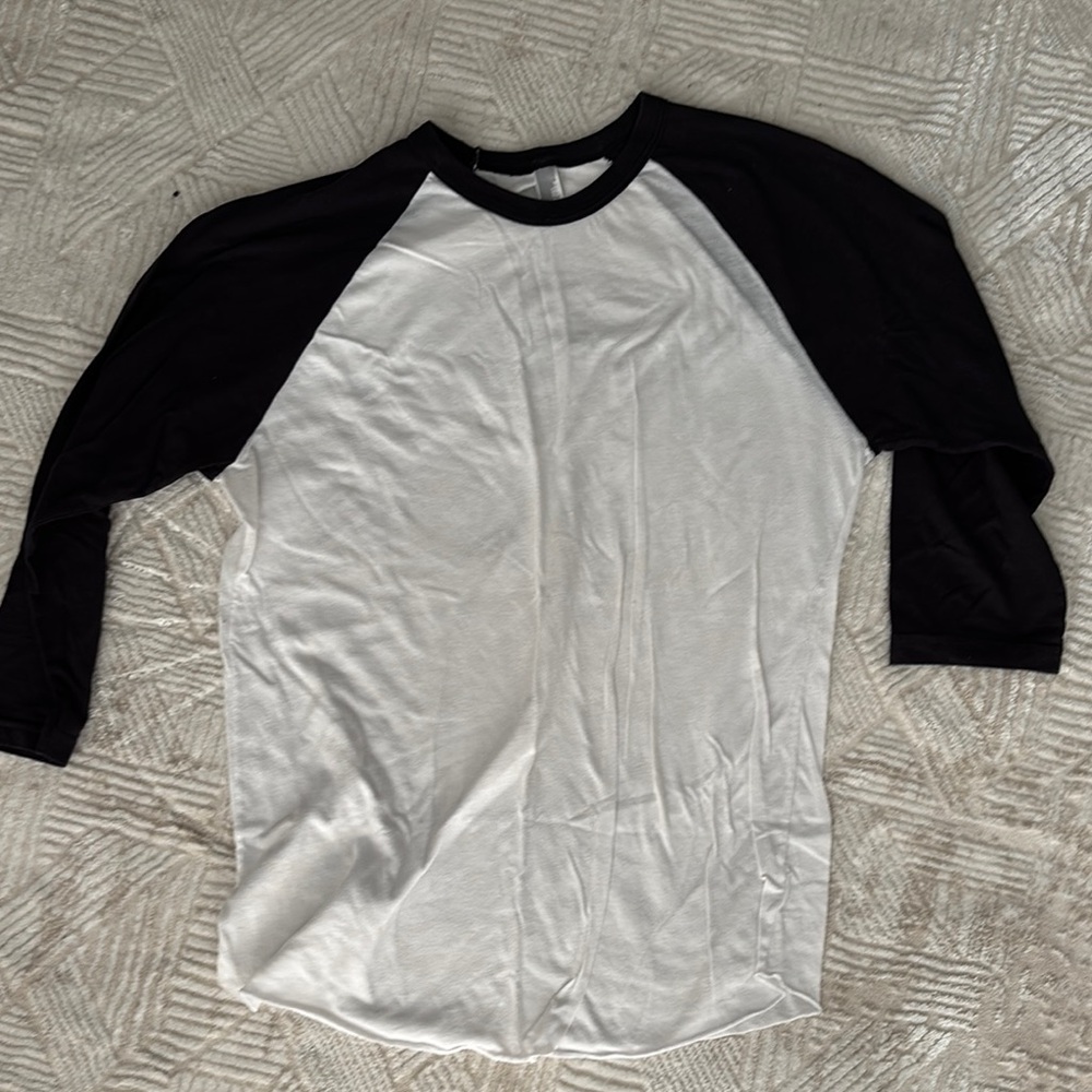 American Apparel Black and White Baseball Tee